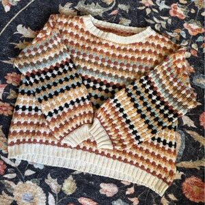 Stitched Striped Earth Tones Sweater